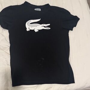 Black T-Shirt with White Crocodile Logo